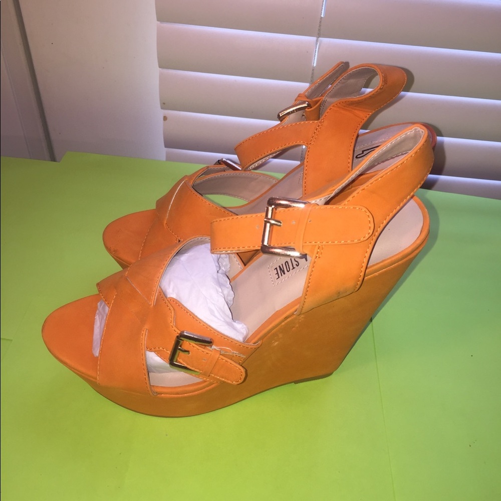 Leila Stone Orange wedges.